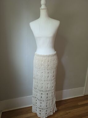 Cato Cream Crochet Maxi Skirt